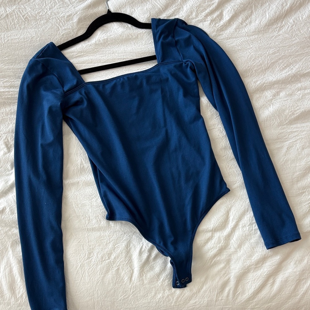 Hollister Deep Blue Square neck long sleeve bodysuit